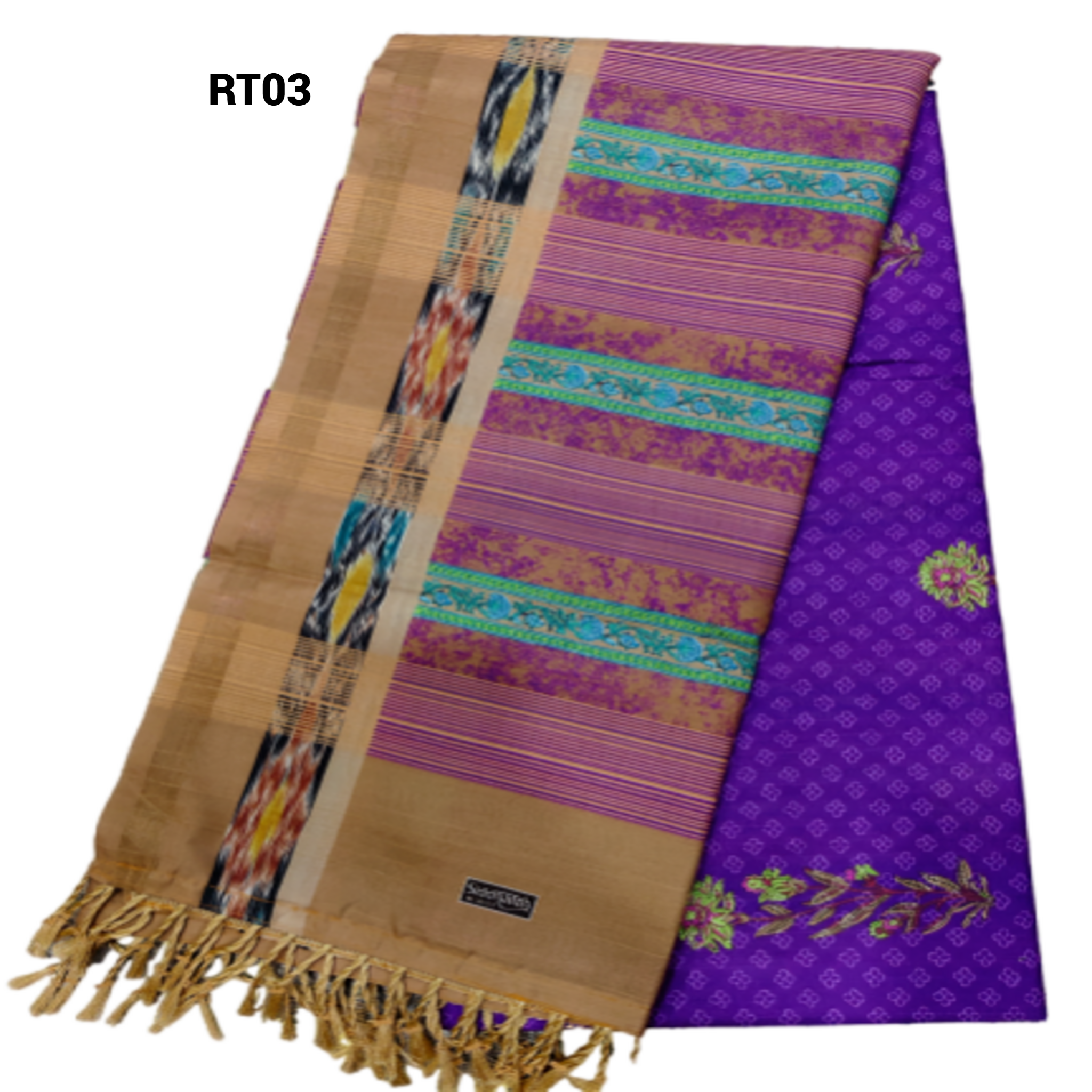 Elegant Cotton Saree with Golden Zari Work and Contrast Pallu