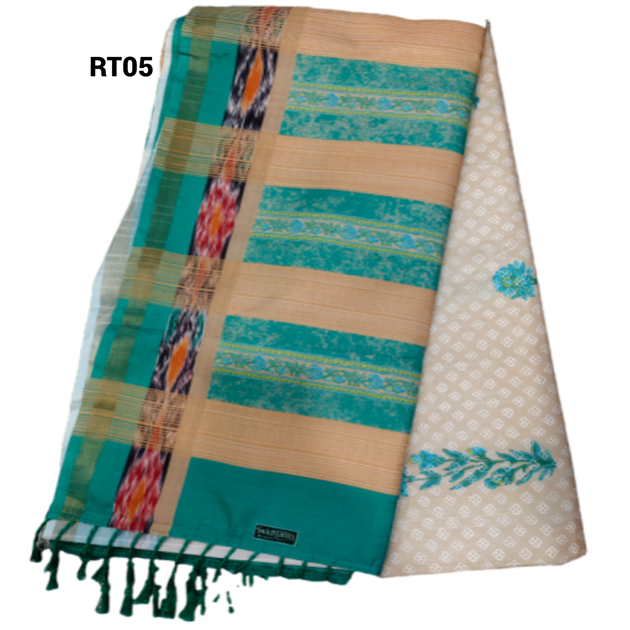 Elegant Cotton Saree with Golden Zari Work and Contrast Pallu