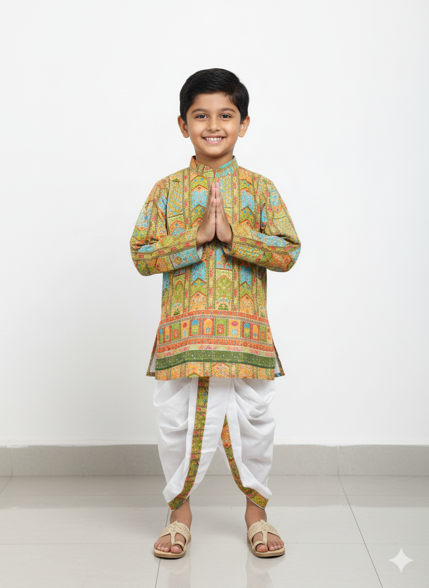 Boys Ethnic Kurta with Dhoti Set