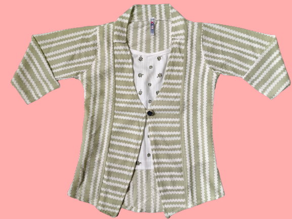 Women’s Cotton Striped Kurti Open Jacket | Stylish Front-Open Shrug for Casual & Ethnic Wear