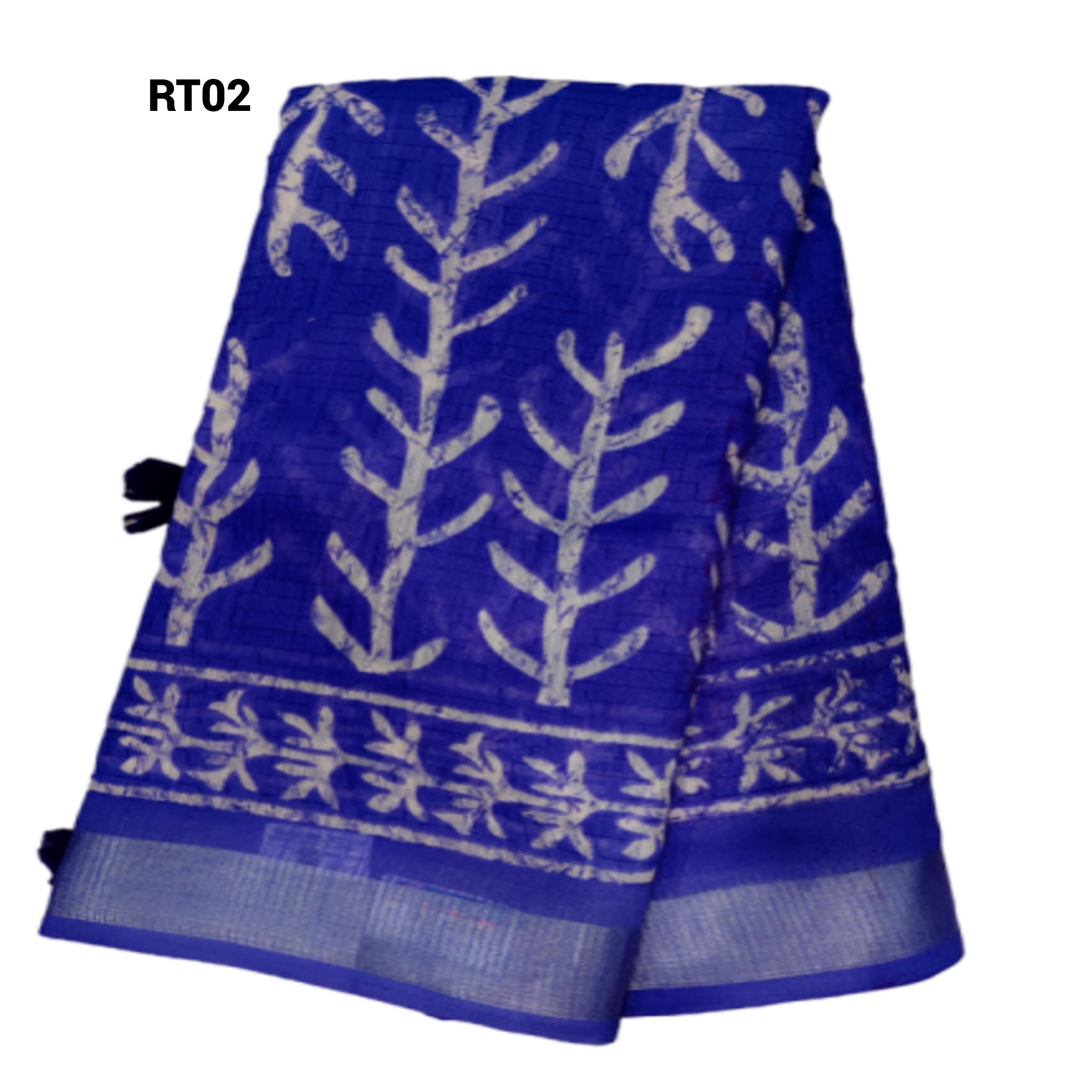 Handloom Saree with White Leaf Motifs