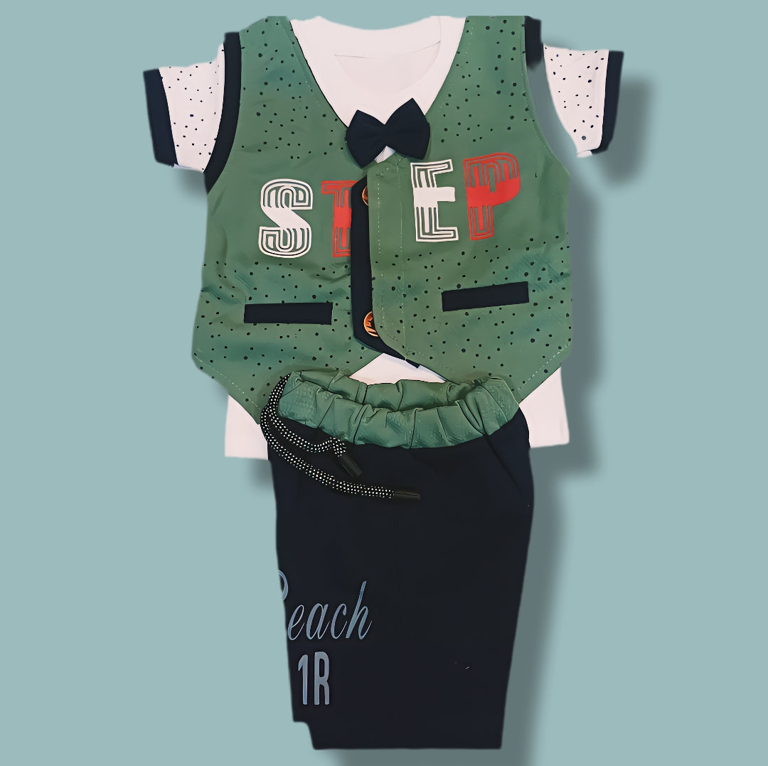 Trendy Kids Casual Outfit – Printed T-Shirt & Denim Shorts Set