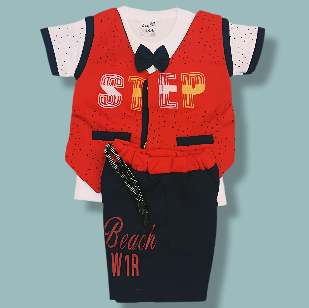 Trendy Kids Casual Outfit – Printed T-Shirt & Denim Shorts Set