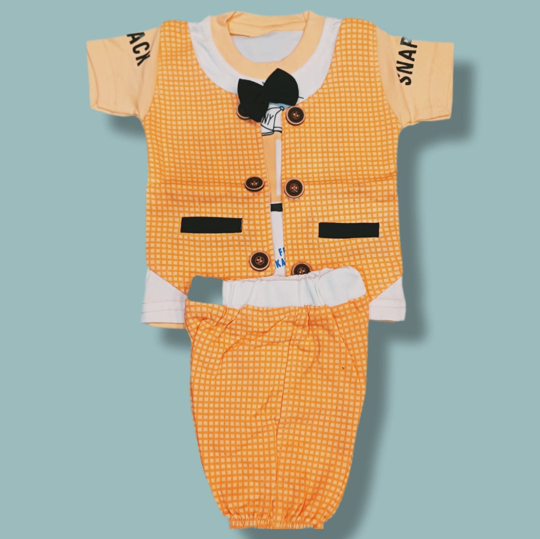 Trendy Kids Party Wear Set – Printed T-Shirt, Waistcoat & Pants Outfit