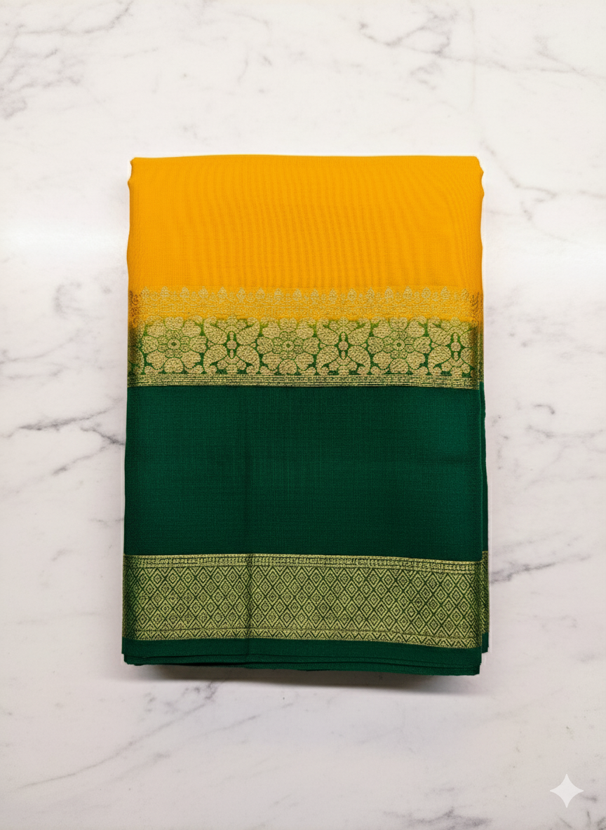 Elegant Dual-Tone Cotton Silk Saree Collection (2 Blouse Piece)
