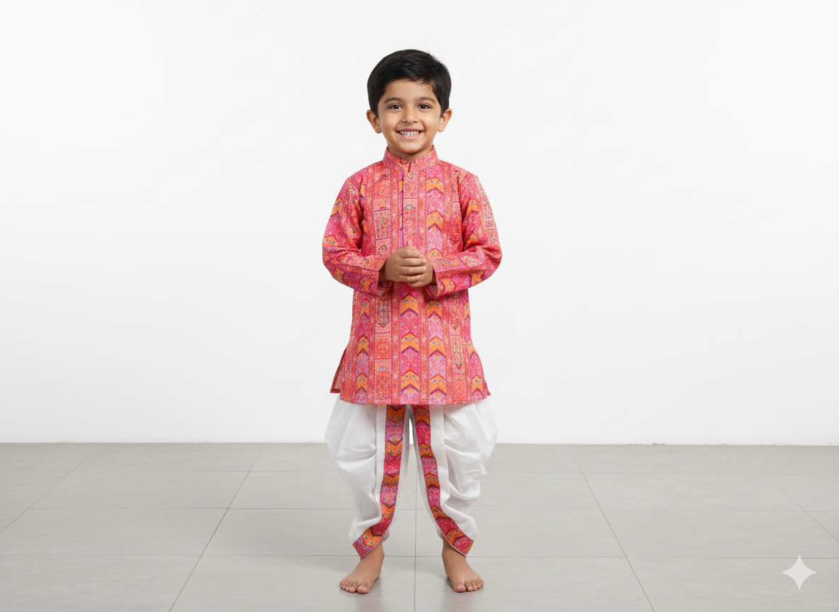 Boys Ethnic Kurta with Dhoti Set