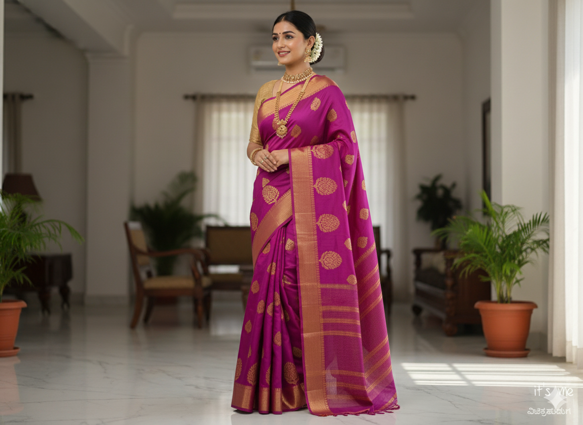 Semi Silk Saree With Zari Weaving