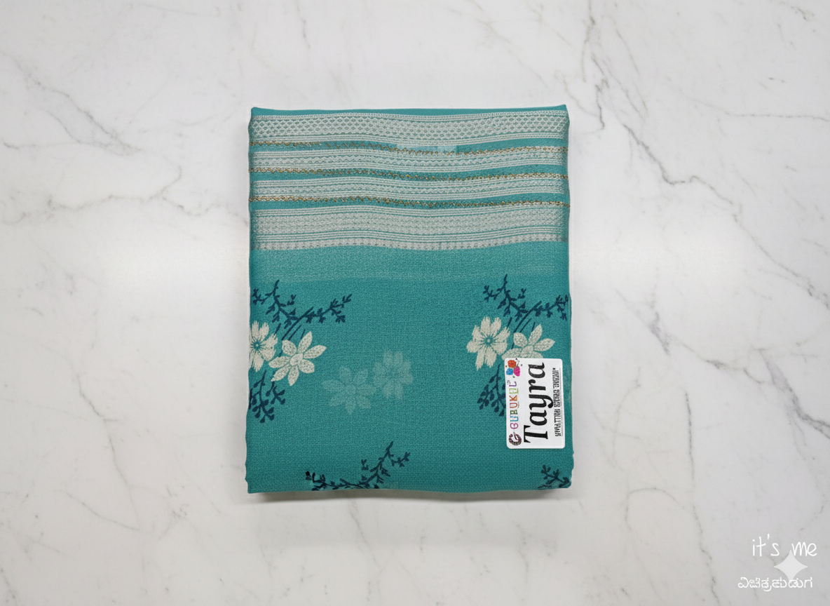 Elegant Green Printed Cotton Saree with Leaf Motif Design