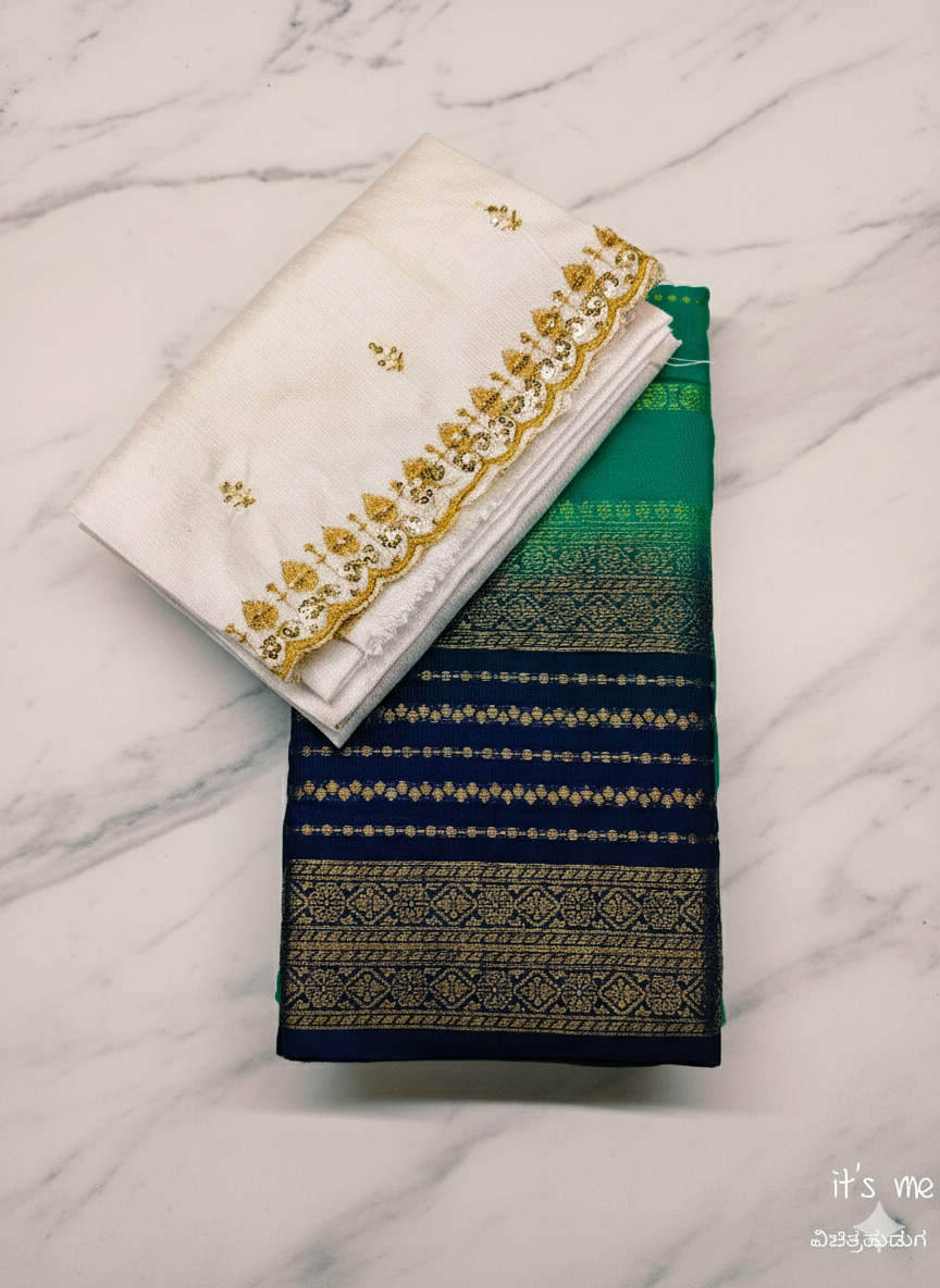 Elegant Dual-Tone Cotton Silk Saree Collection (2 Blouse Piece)