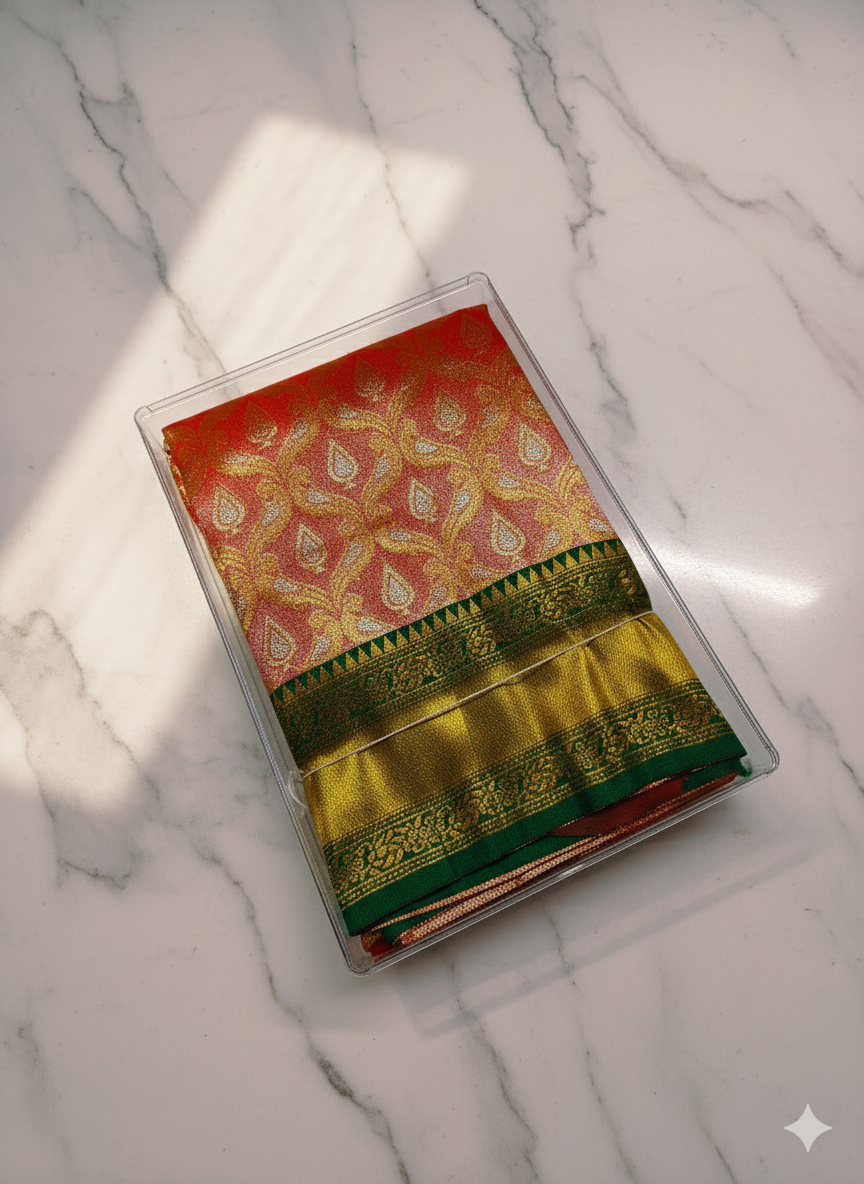 PURE PATTU (Tissue) Silk Saree with Golden Zari Border