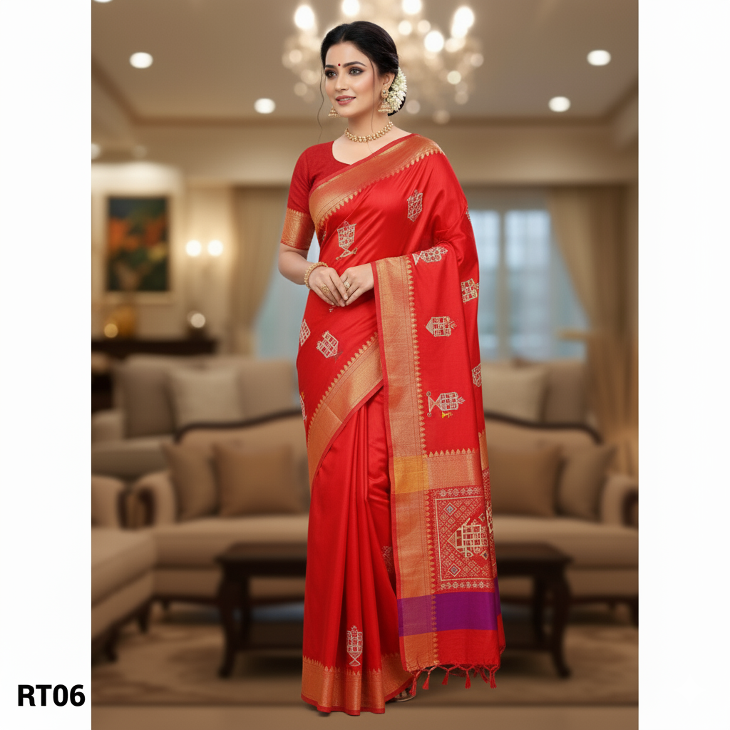 Kasuti Work ilkal Sarees with Running blouse piece for Womens