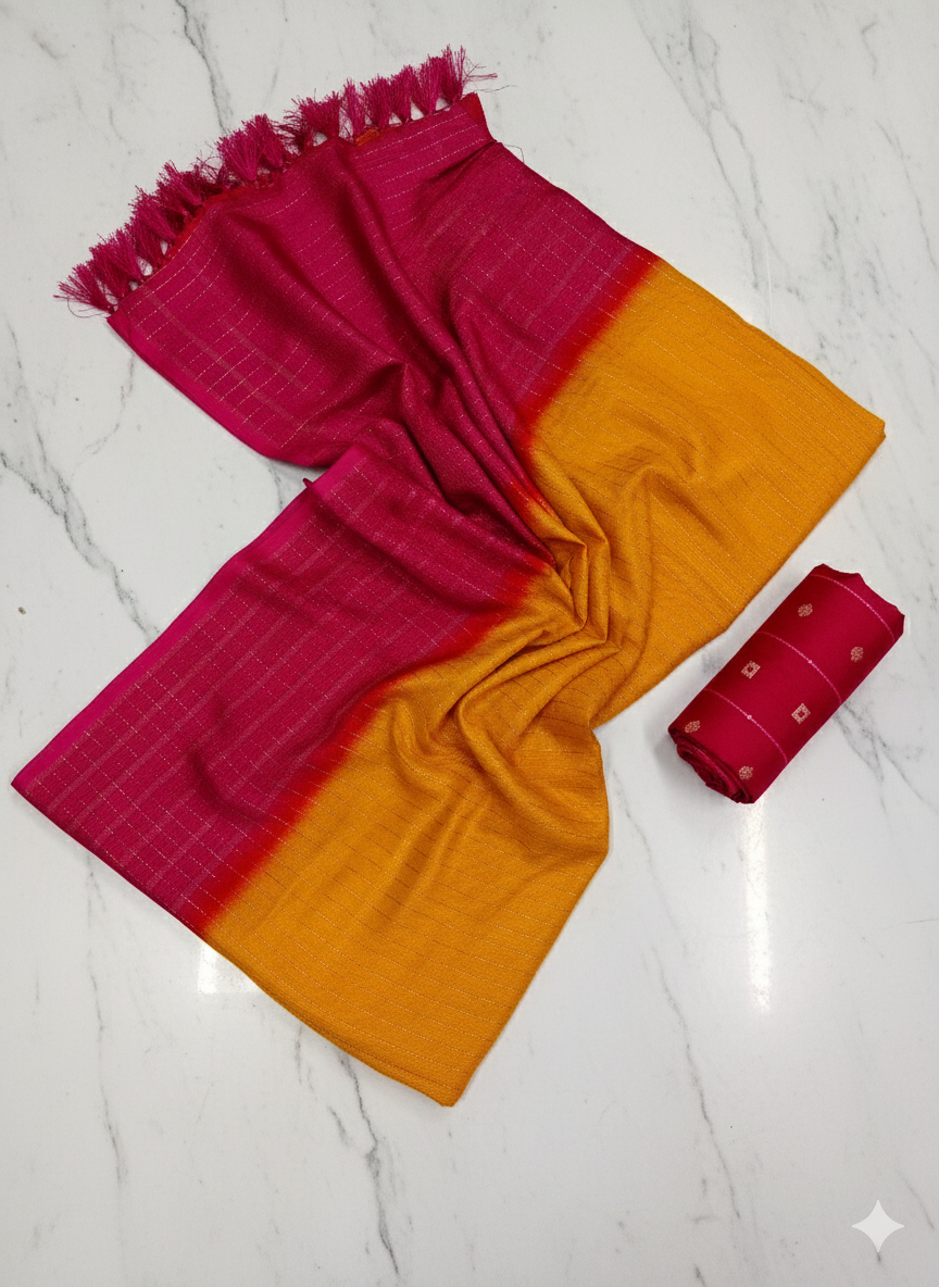 Elegant Lightweight Multi Colour Contrast Saree ✨