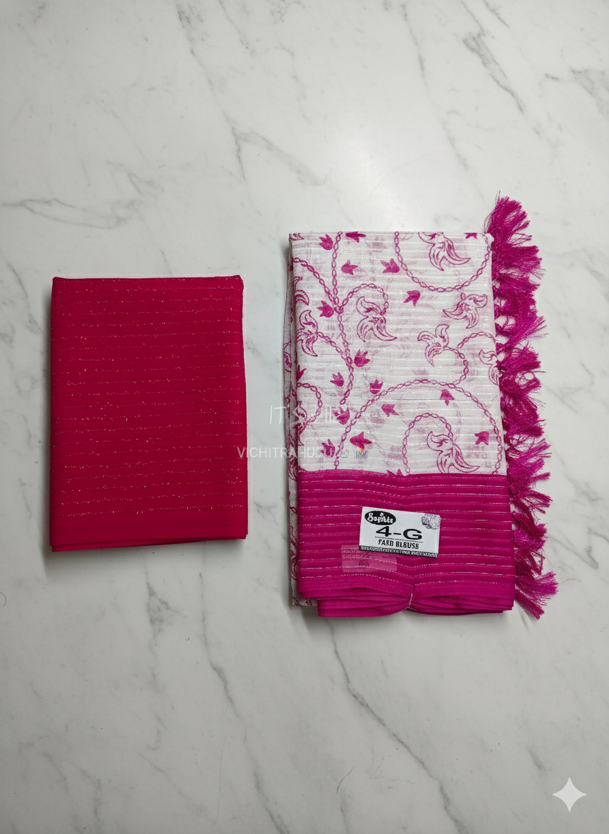 Elegant georgette Floral Weave Saree with Matching Blouse