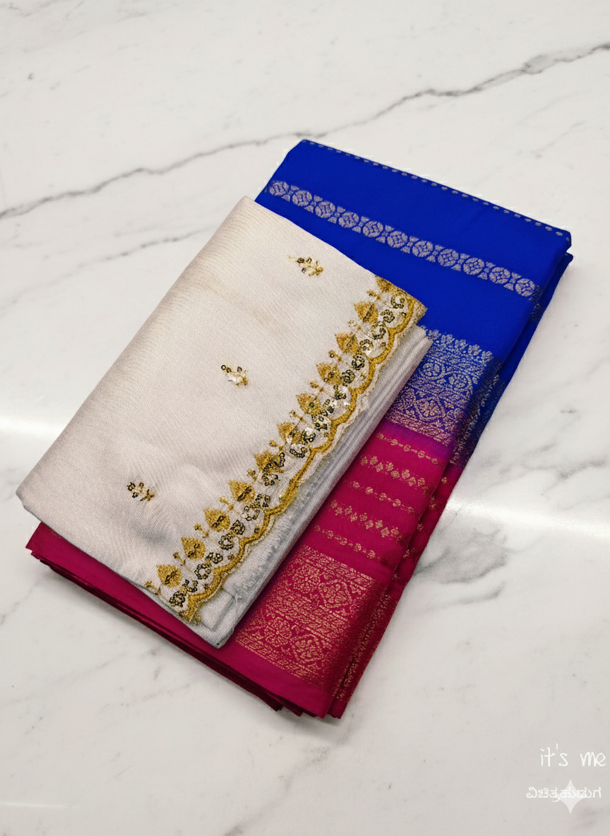 Elegant Dual-Tone Cotton Silk Saree Collection (2 Blouse Piece)