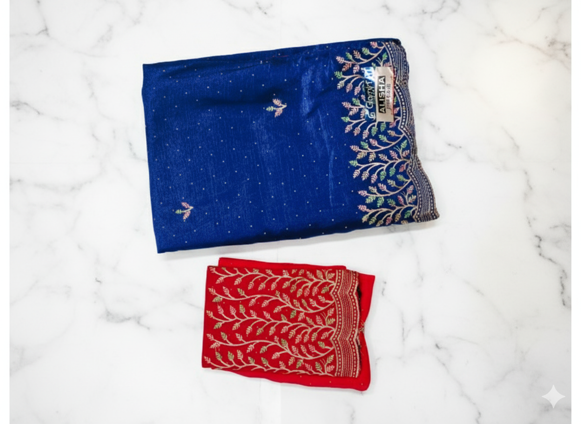 Designer Embroidered Saree Set