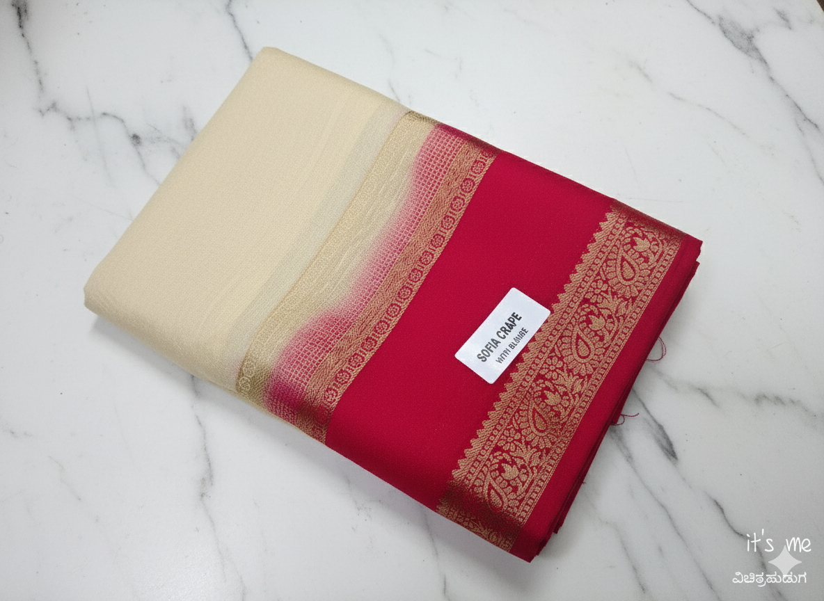 Soft Crepe Saree with Zari Border