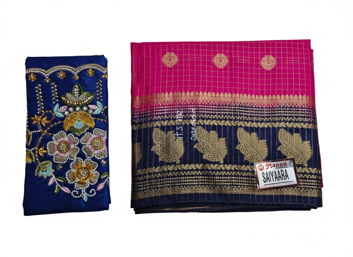 Bracelet Zari woven Saree, Embroidery Working Blouse