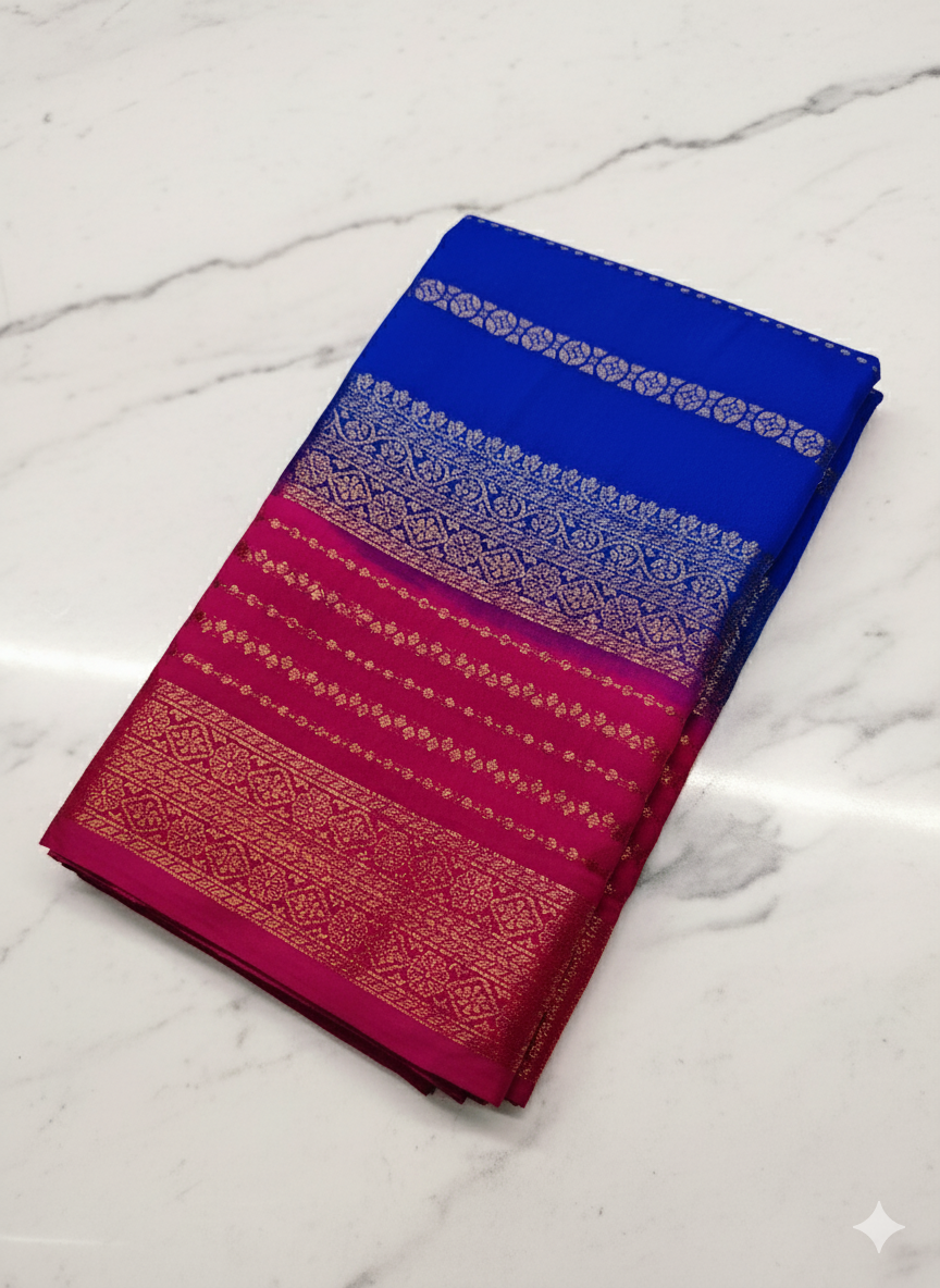 Elegant Dual-Tone Cotton Silk Saree Collection (2 Blouse Piece)