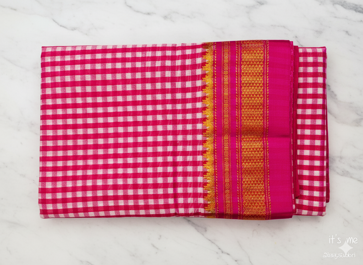 Checked Saree with Rich Zari Border