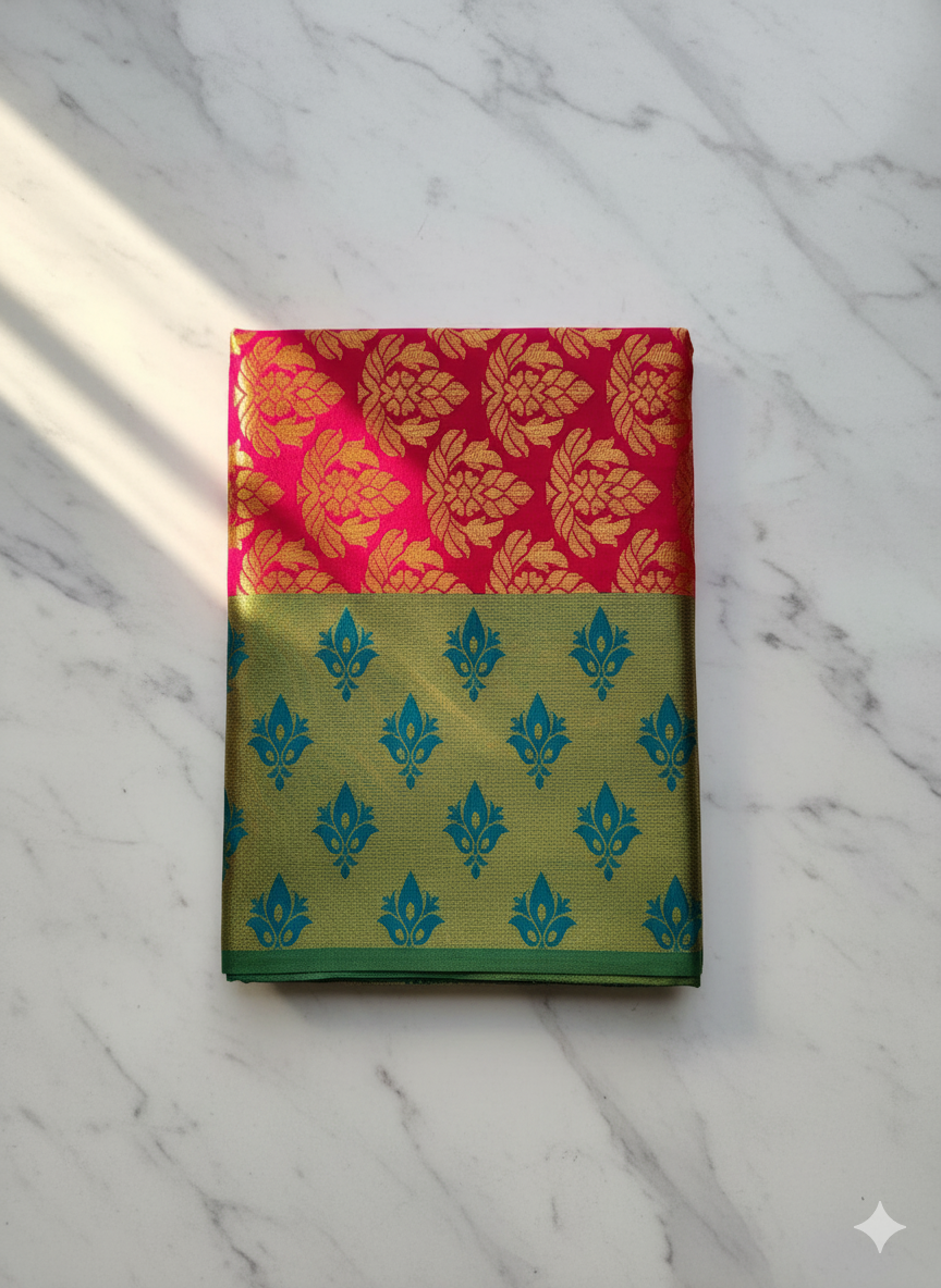 Semi Silk Saree With Zari Weaving