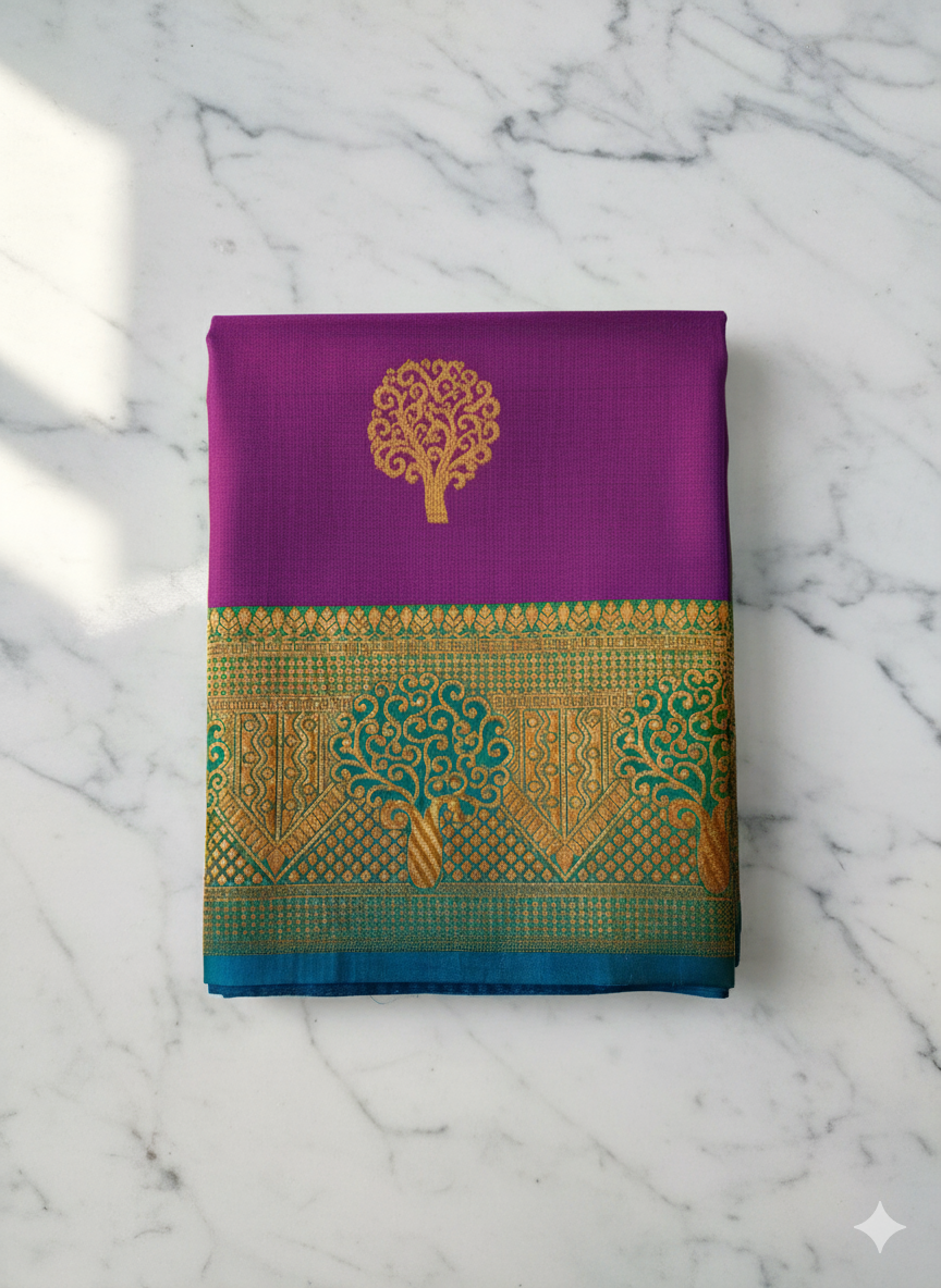 MYSORE  Silk Saree with Tree Motif Design