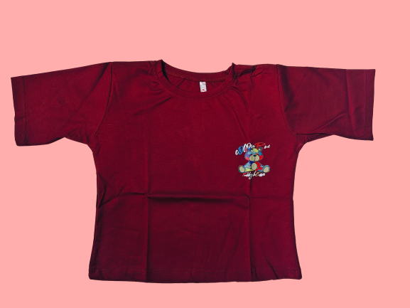 Cotton Printed Crop T-Shirt | Half Sleeve Casual Top with Cute Teddy Print For Womens