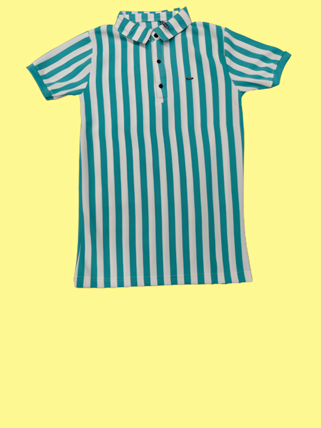 Men’s  Vertical Striped Polo T-Shirt – Casual & Trendy Wear