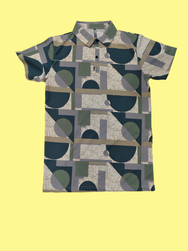Men’s Multicolour Abstract Printed Polo T-Shirt – Casual Wear