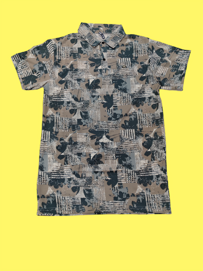Men’s Multicolour Abstract Printed Polo T-Shirt – Casual Wear