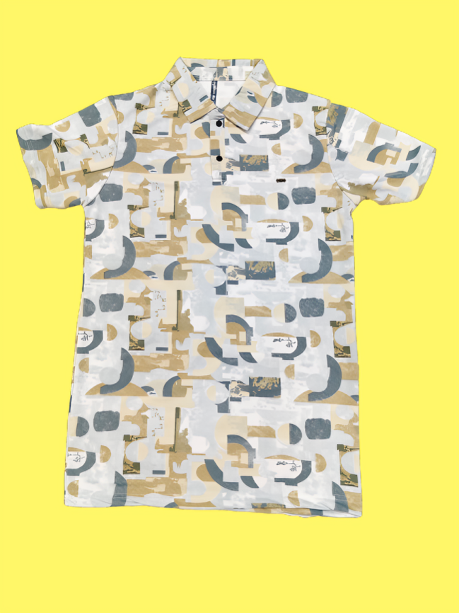 Men’s Multicolour Abstract Printed Polo T-Shirt – Casual Wear