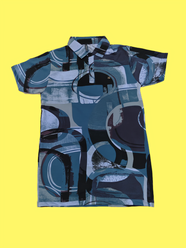 Men’s Multicolour Abstract Printed Polo T-Shirt – Casual Wear