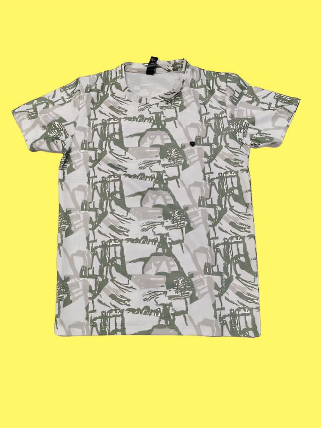 Men’s Casual Grey Floral Printed T-Shirt – Round Neck, Half Sleeves