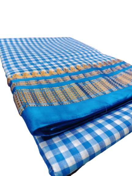 Checked Saree with Rich Zari Border