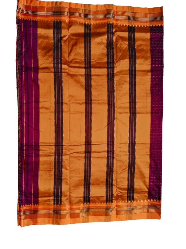 Ilakal Traditional Woven Jari Border Cotton Blended Star Pattern Stripe Pallu