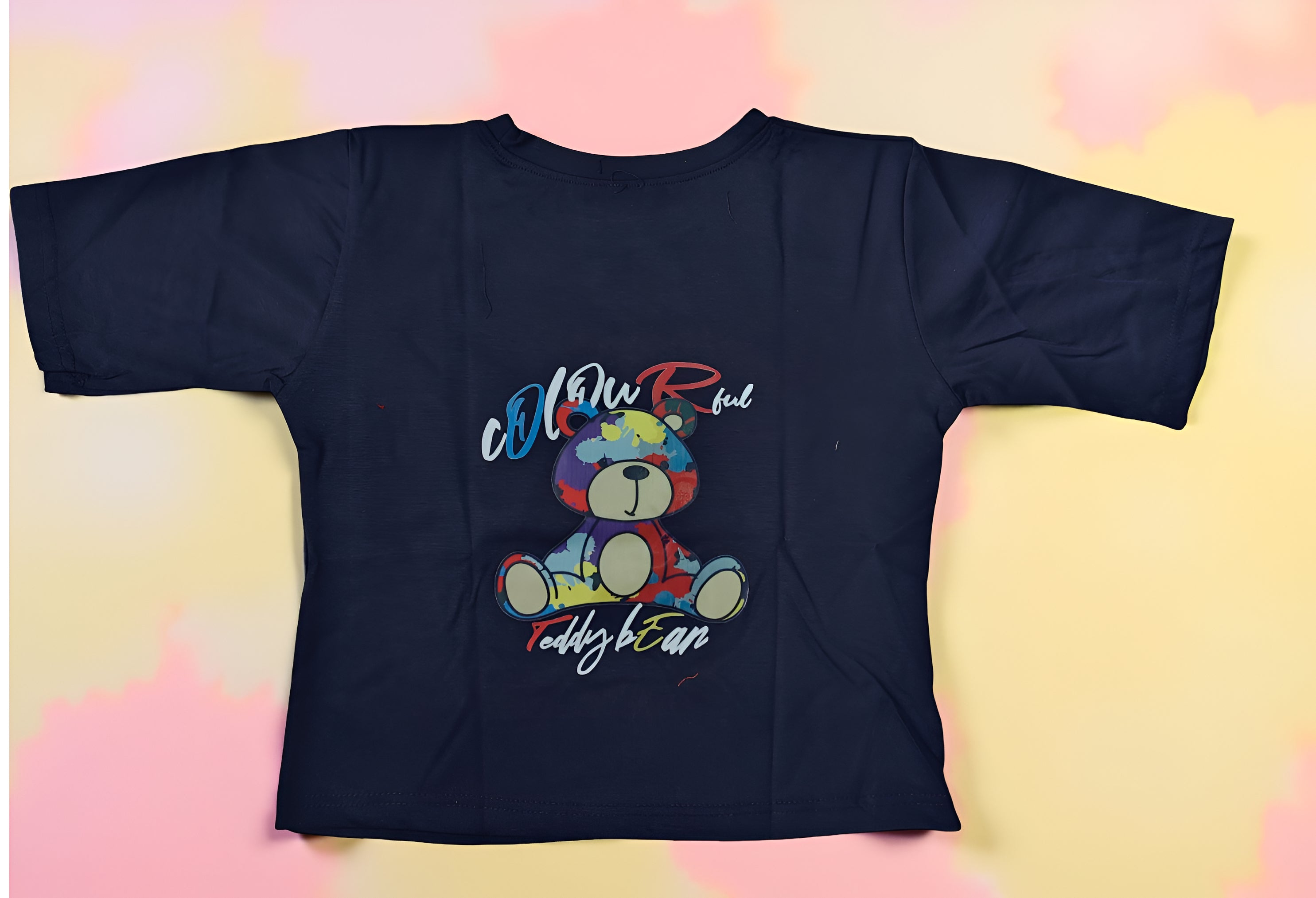 Cotton Printed Crop T-Shirt | Half Sleeve Casual Top with Cute Teddy Print For Womens