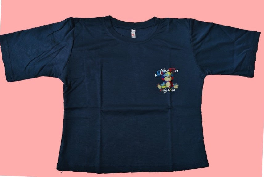 Cotton Printed Crop T-Shirt | Half Sleeve Casual Top with Cute Teddy Print For Womens