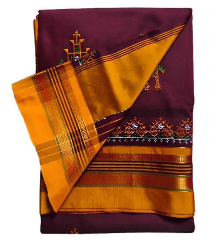 Kasuti Work ilkal Sarees with Running blouse piece for womens