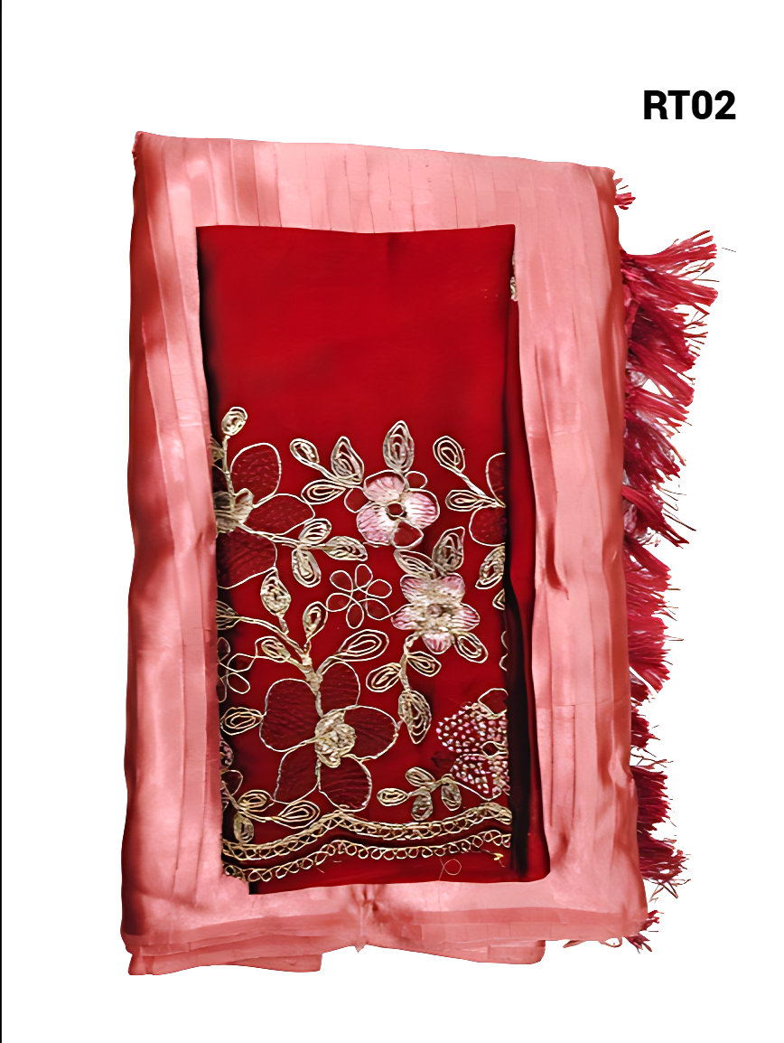 Elegant shineing Saree with Net emerodry Contrast blouse