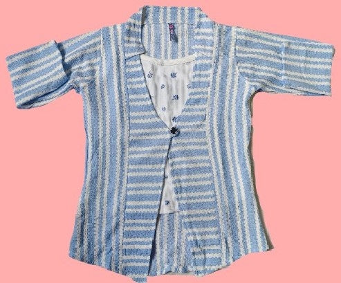 Women’s Cotton Striped Kurti Open Jacket | Stylish Front-Open Shrug for Casual & Ethnic Wear