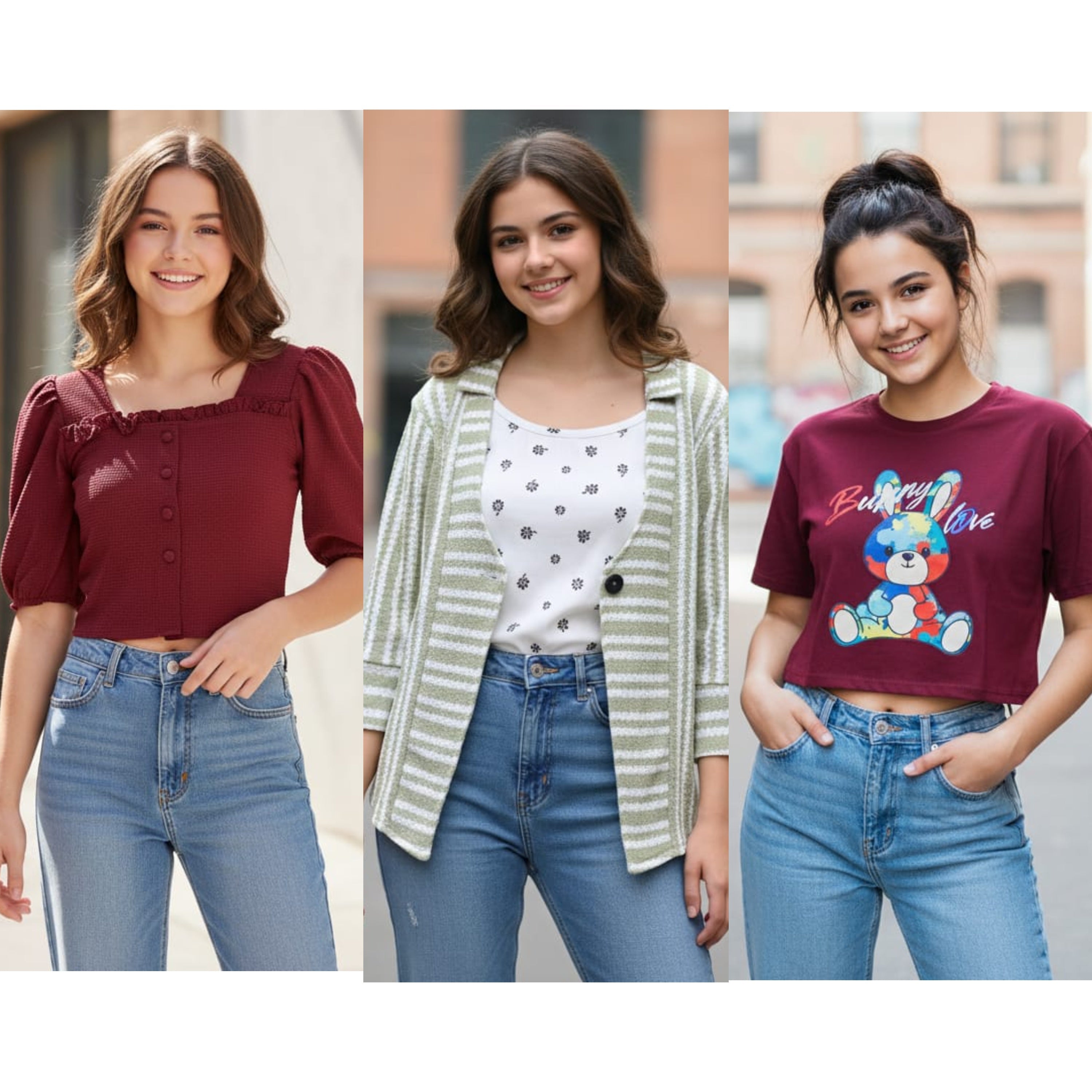 Girls Fashionable Crop Top and T-shirt