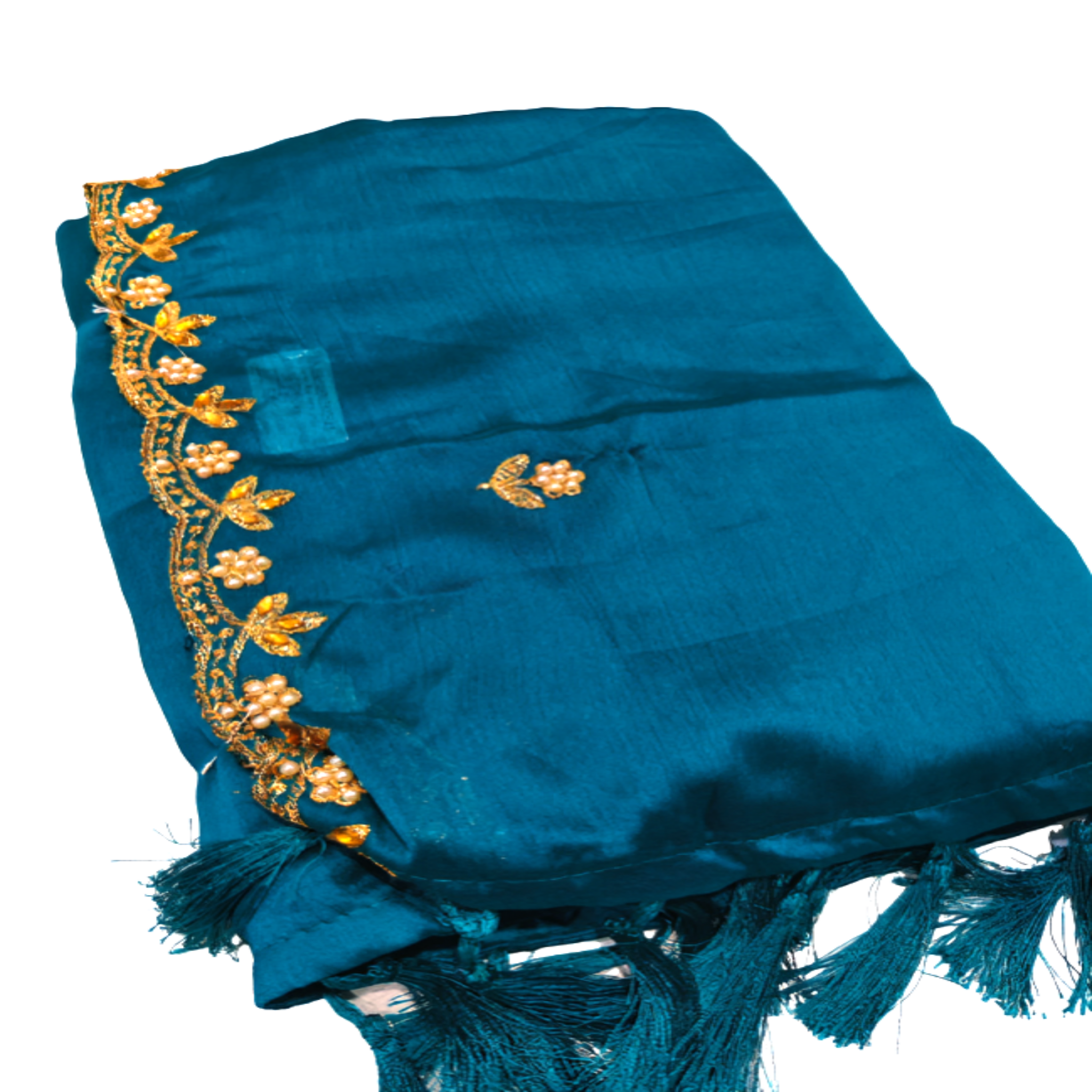 Elegant Golden Embroidery Saree & Mustard Multicolour Blouse