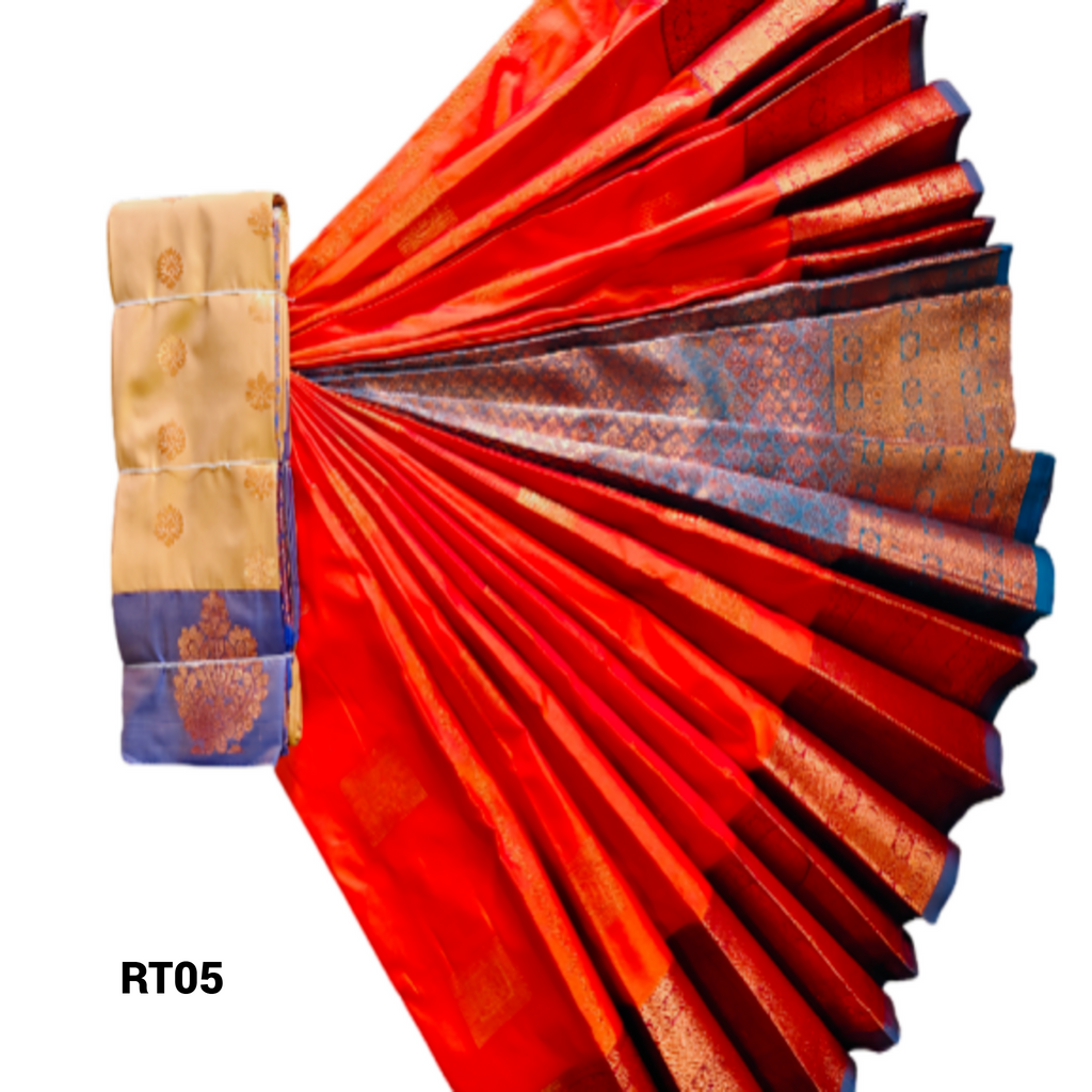 Elegant Soft Silk Saree with Rich Golden Zari Border & Pallu with Blouse