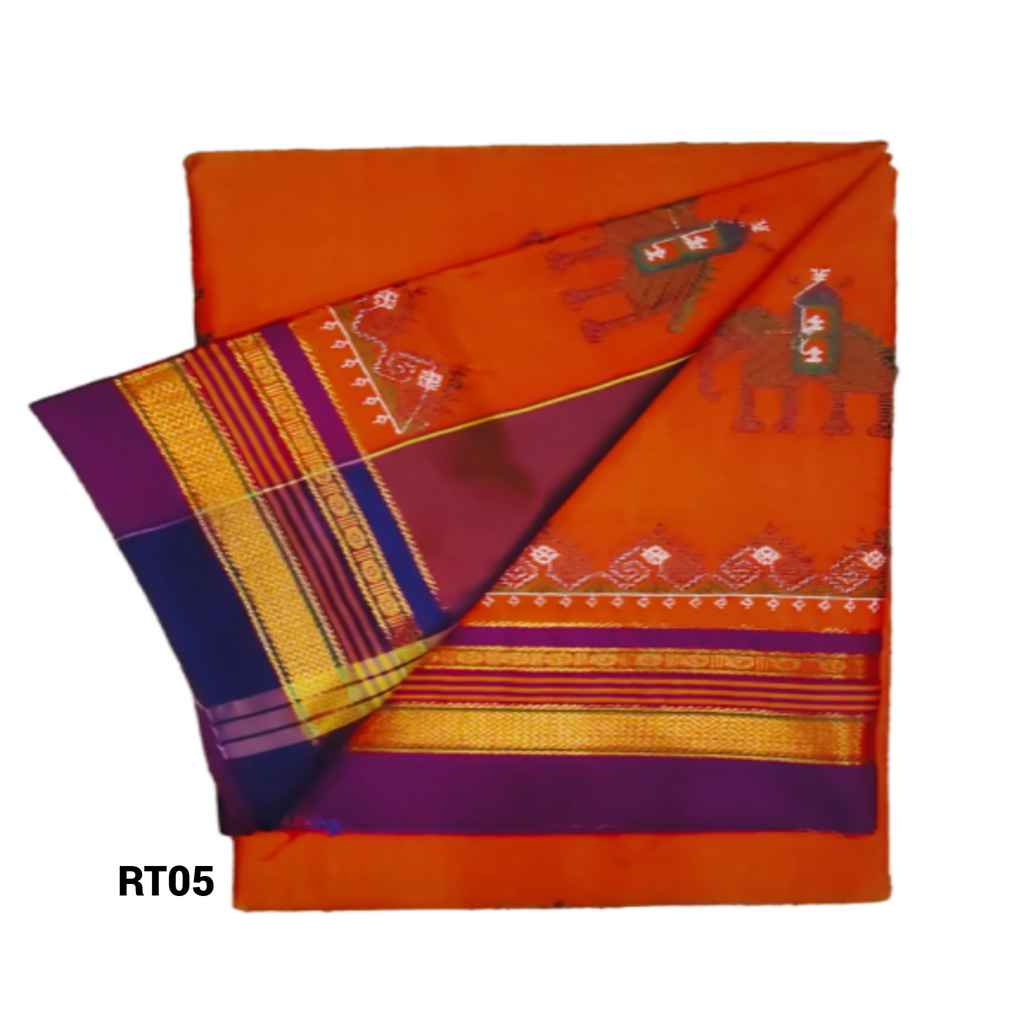 Kasuti Work ilkal Sarees with Running blouse piece for Womens