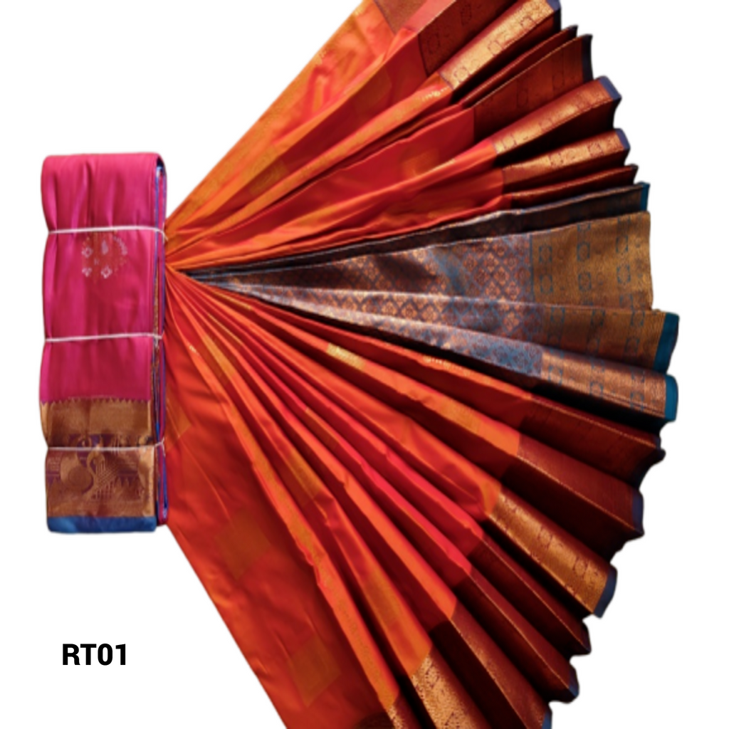 Elegant Soft Silk Saree with Rich Golden Zari Border & Pallu with Blouse