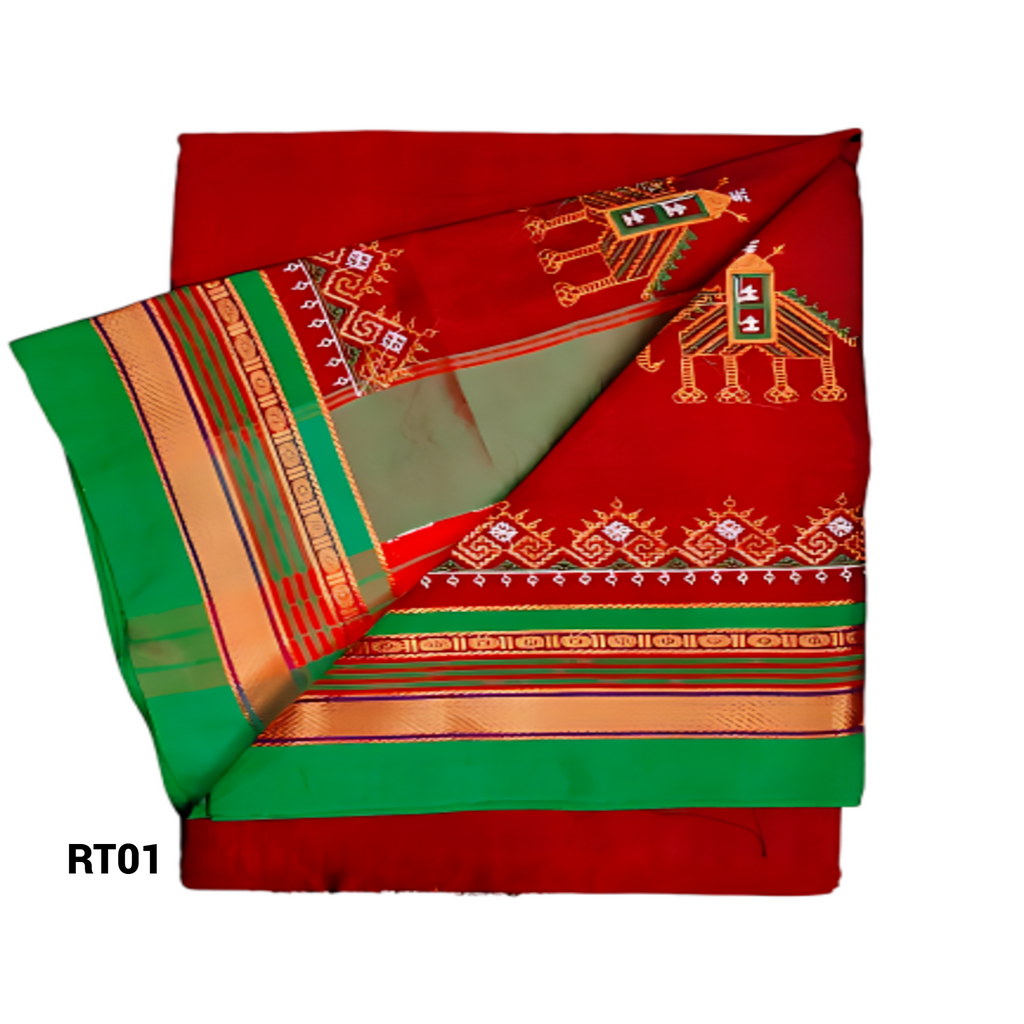 Kasuti Work ilkal Sarees with Running blouse piece for Womens