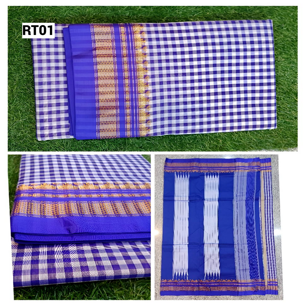 Checked Saree with Rich Zari Border