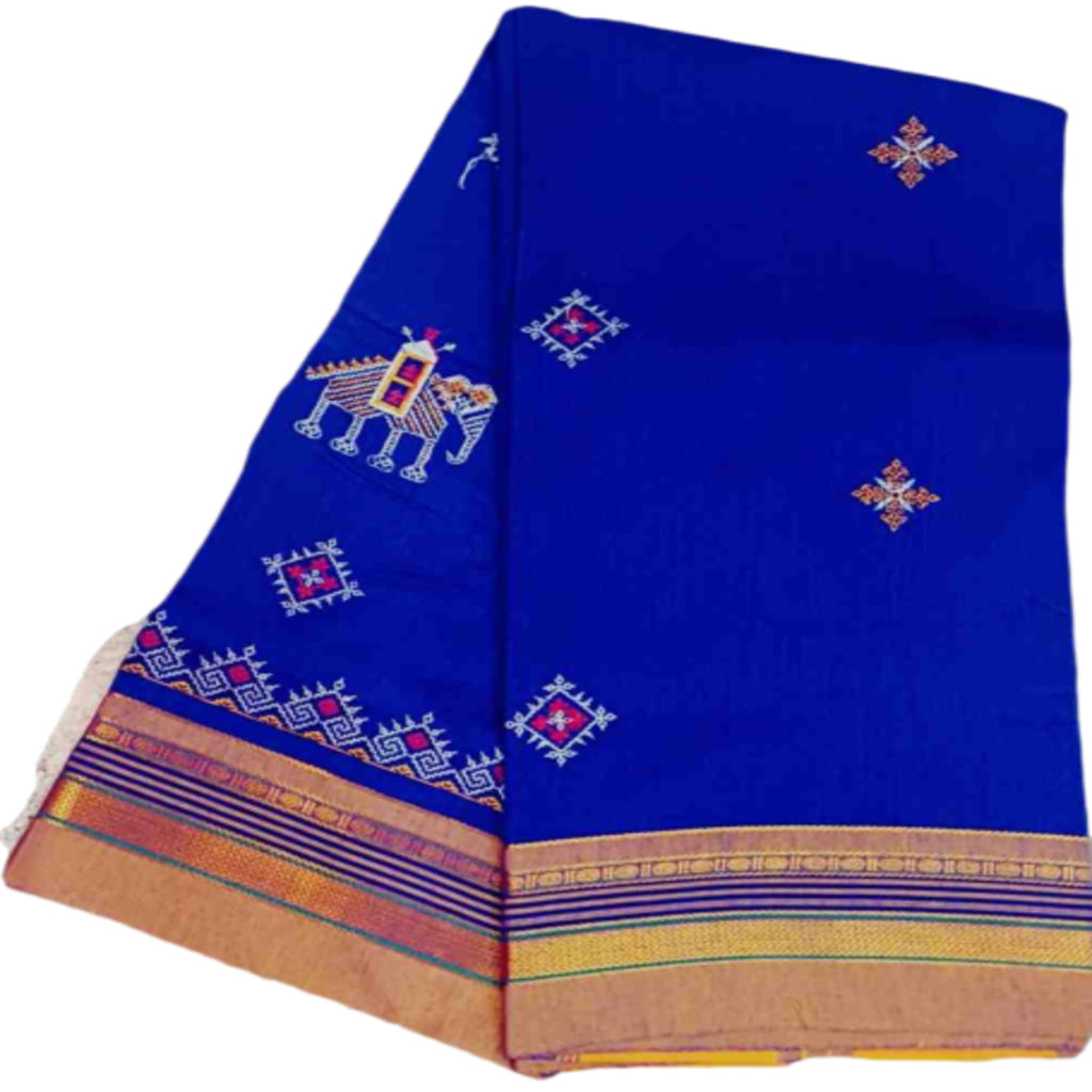 Kasuti Work ilkal Sarees with Running blouse piece for Womens