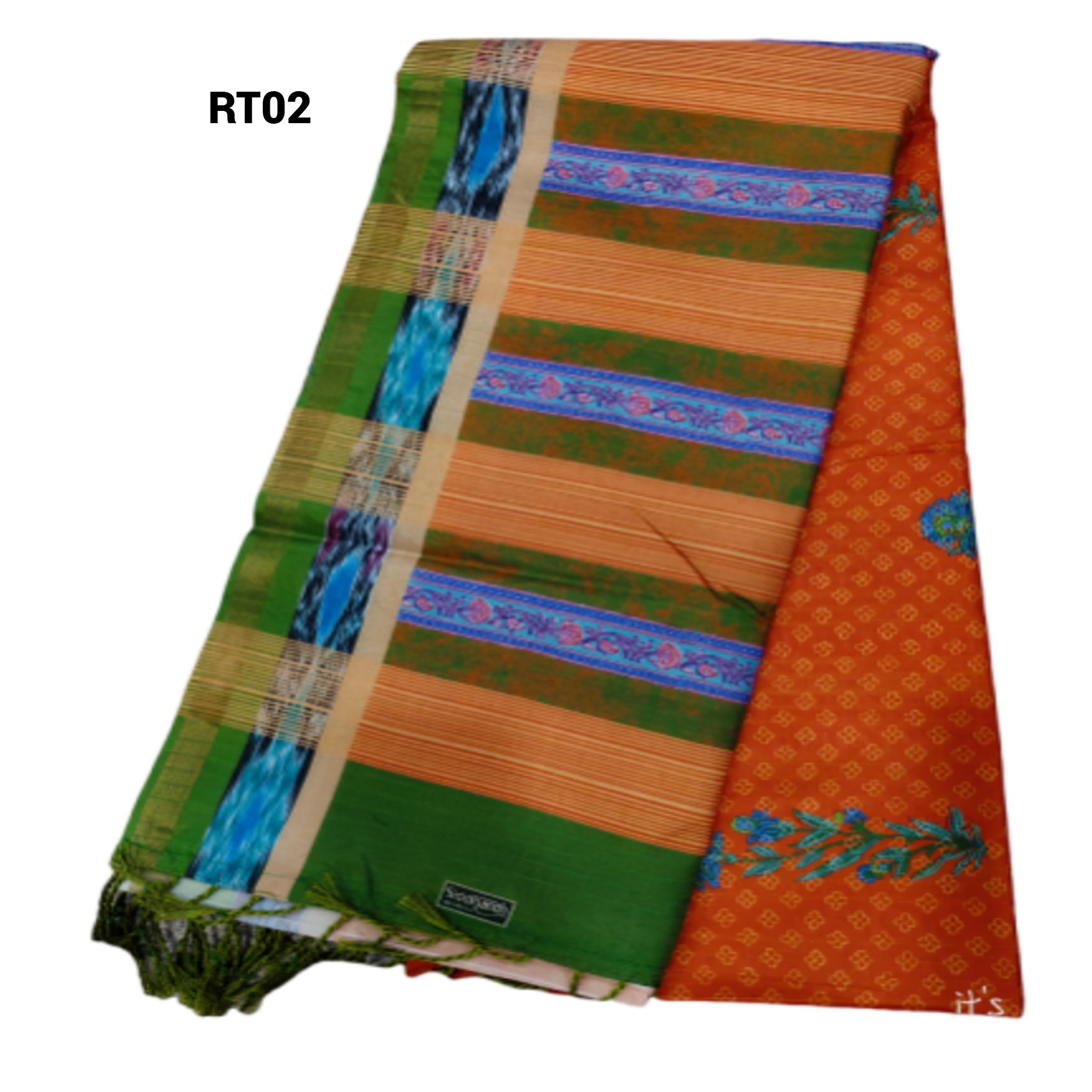 Elegant Cotton Saree with Golden Zari Work and Contrast Pallu