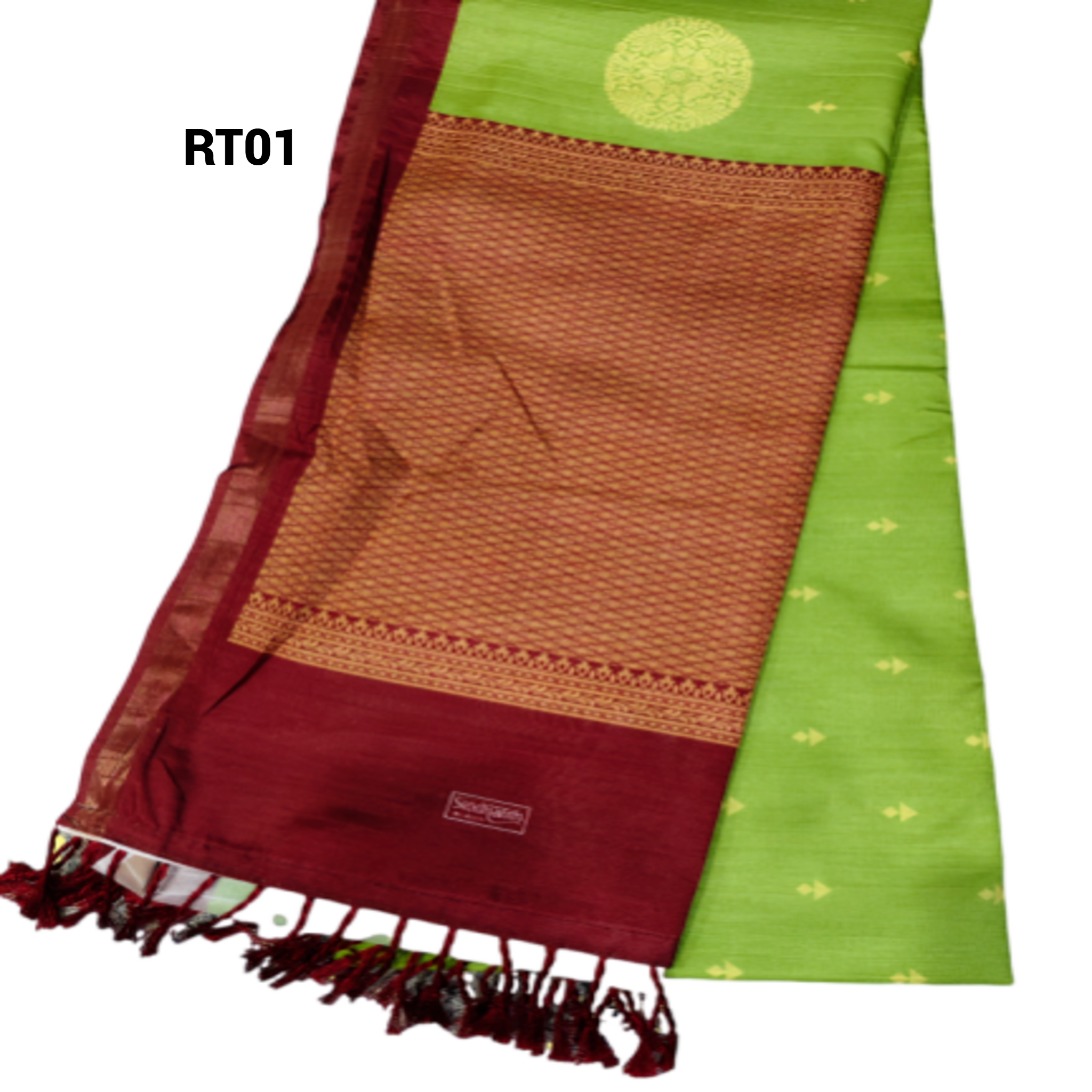 Elegant Cotton Saree with Golden Zari Work and Contrast Pallu