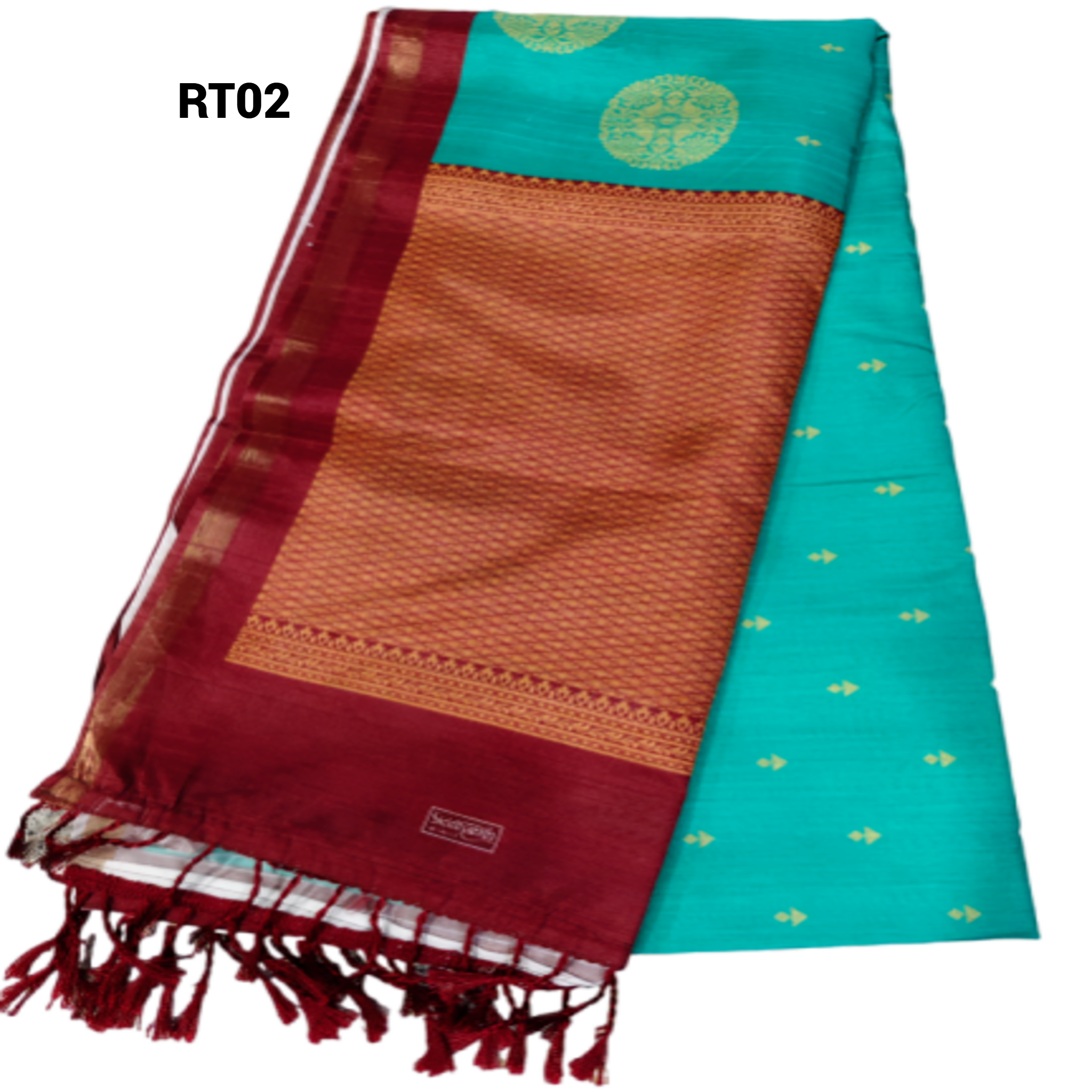 Elegant Cotton Saree with Golden Zari Work and Contrast Pallu